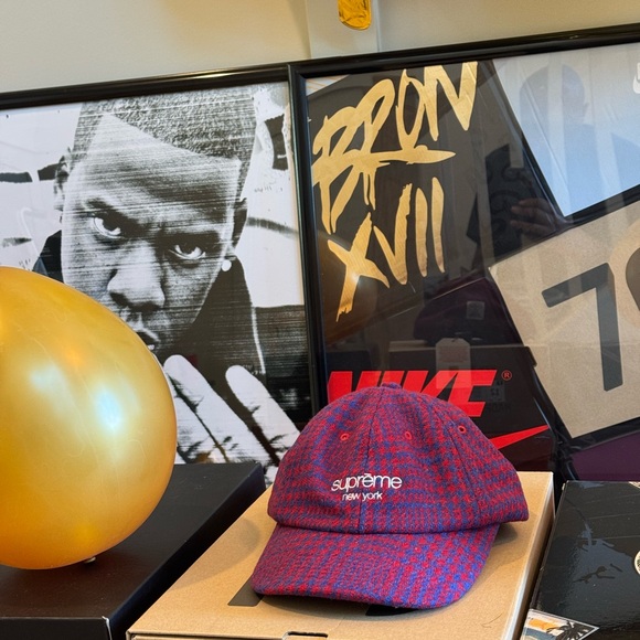 Supreme Other - Hand woven tweed SUPREME cap with leather strap